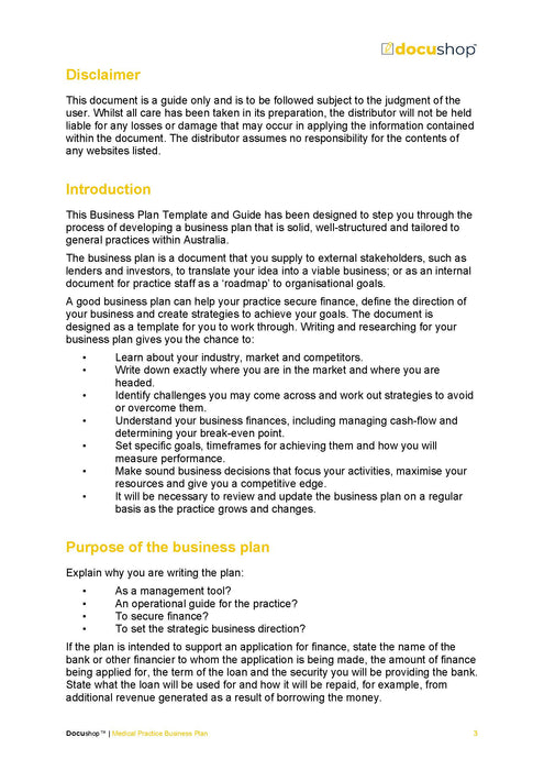 Medical Practice Business Plan Template