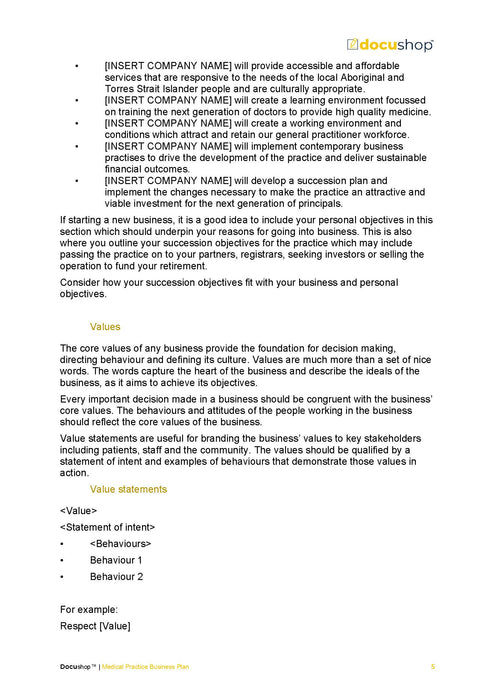 Medical Practice Business Plan Template Medical Practice Business Plan Template