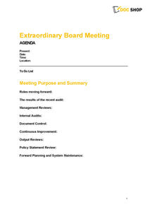 Board Meeting Agenda