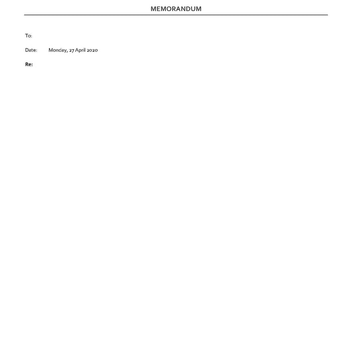 Memorandum Template Memorandum Template