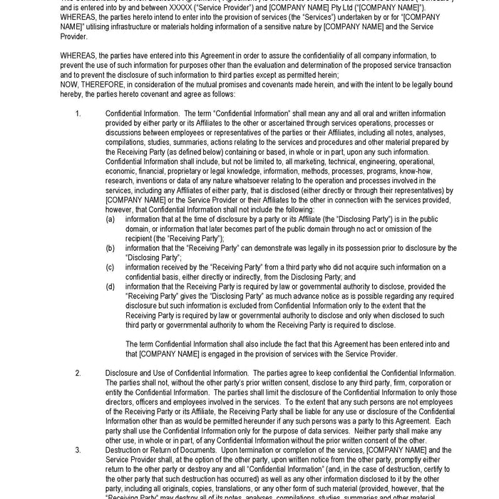 Non Disclosure Agreement Non Disclosure Agreement