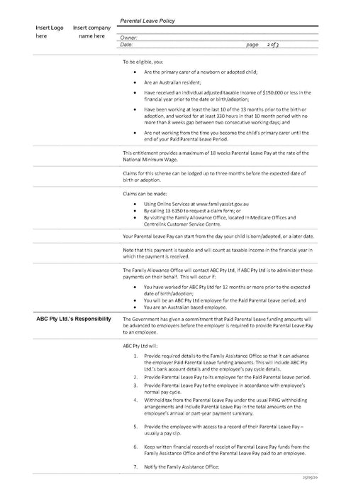 Parental Leave Policy Parental Leave Policy