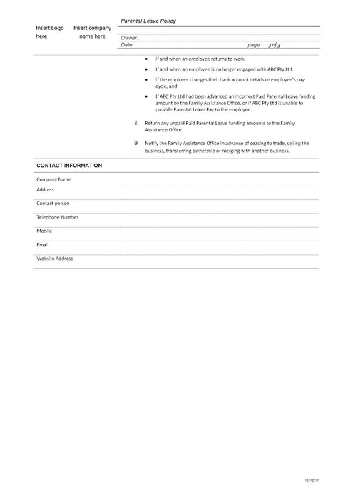 Parental Leave Policy Parental Leave Policy