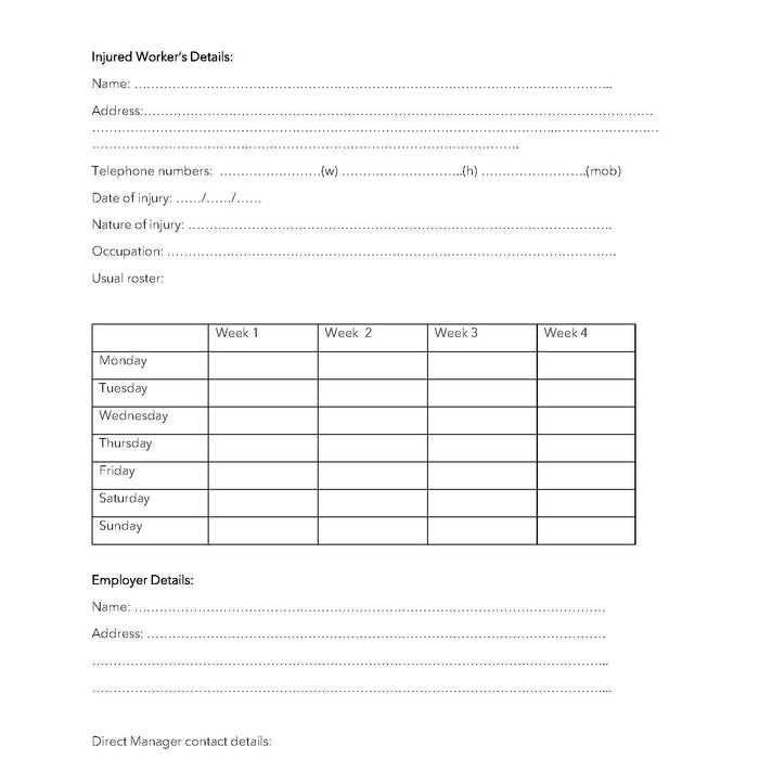 Return to Work Program Template Return to Work Program Template