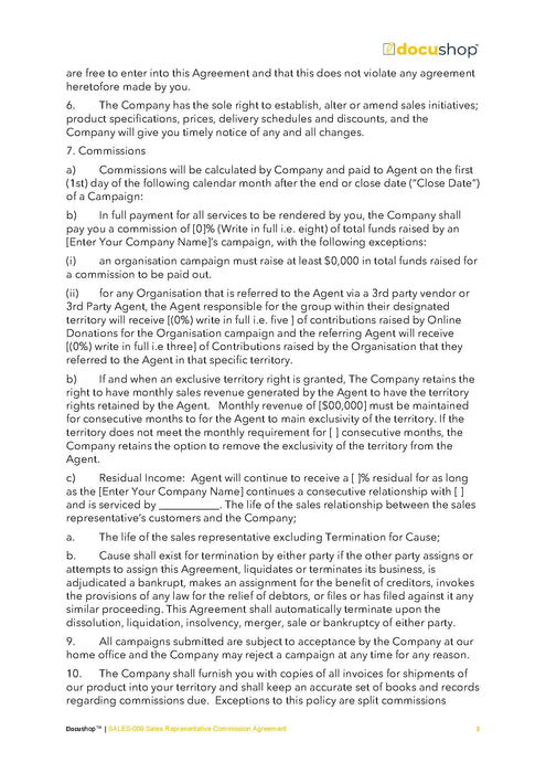 Sales Representative Commission Agreement Sales Representative Commission Agreement