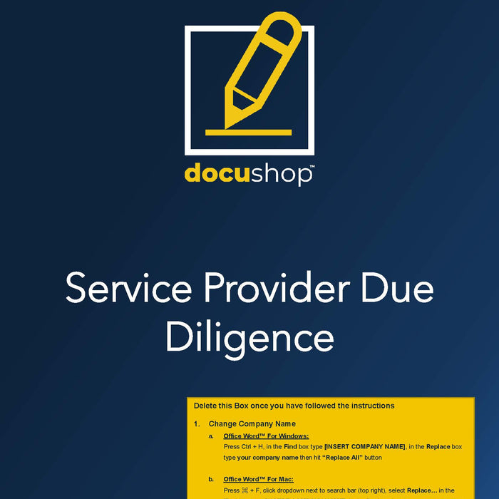 Service Provider Due Diligence Template Service Provider Due Diligence Template