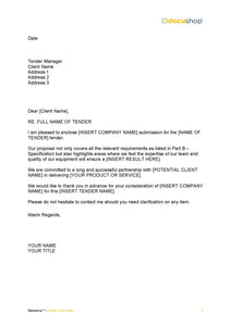 Tender Cover Letter