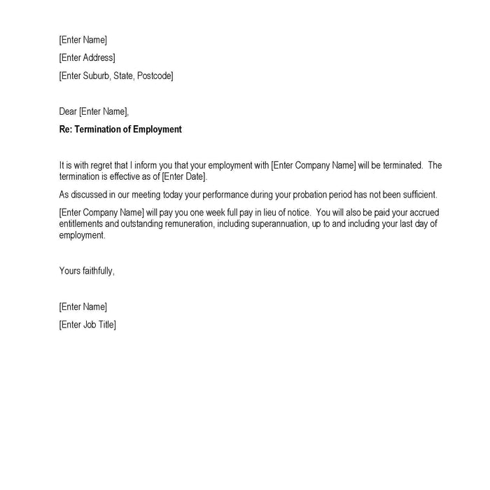 Termination Letter Termination Letter