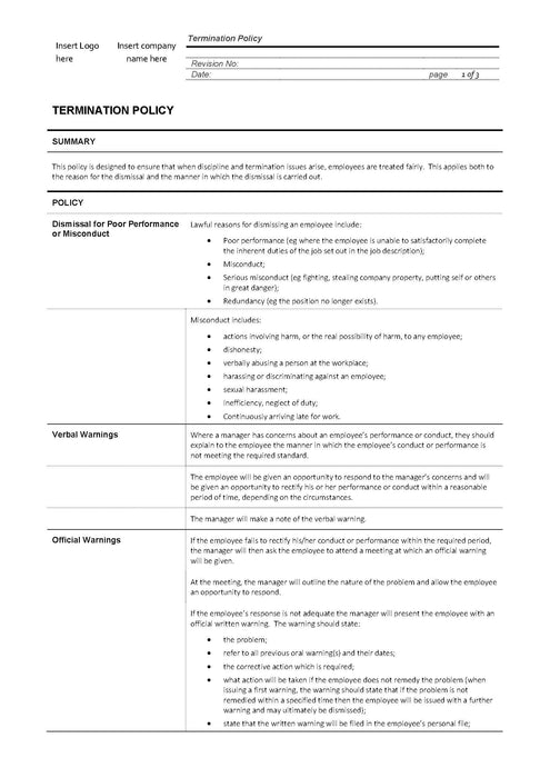 Termination Policy Termination Policy