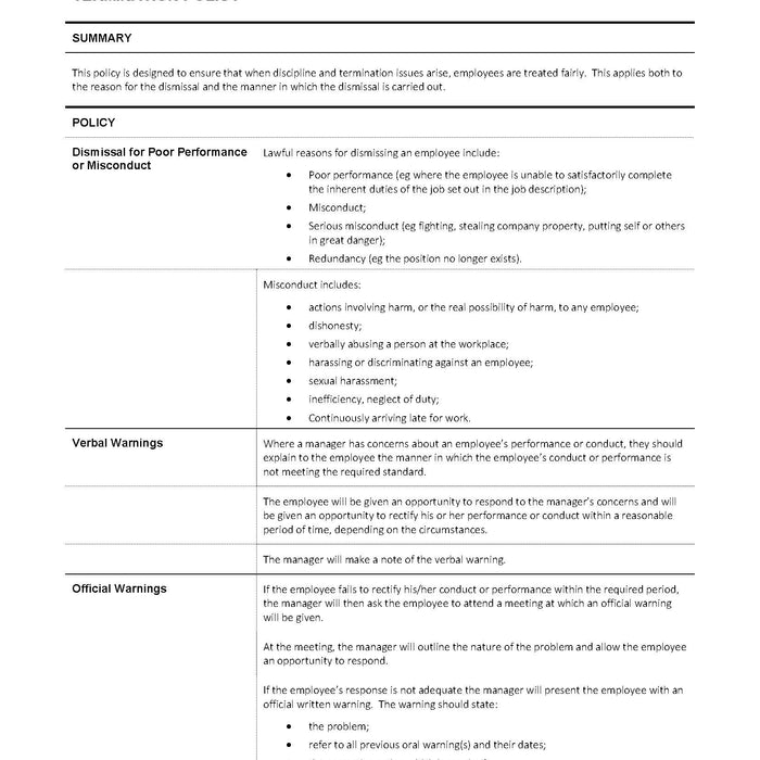 Termination Policy Termination Policy