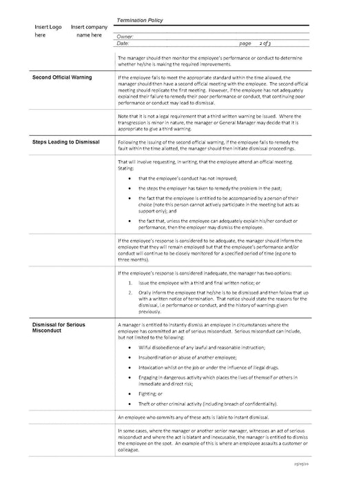 Termination Policy Termination Policy