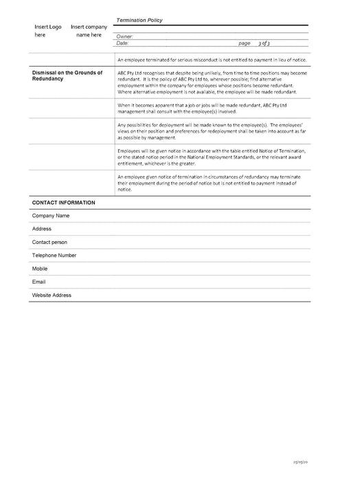 Termination Policy Termination Policy