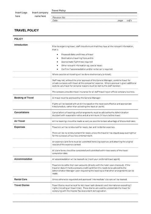 Travel Policy Travel Policy