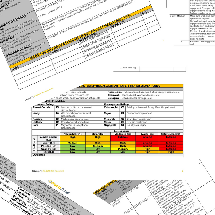 JSA Safety Risk Assessment Template JSA Safety Risk Assessment Template