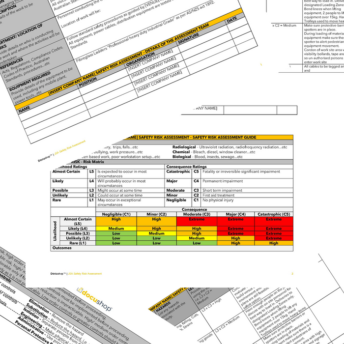 JSA Safety Risk Assessment Template