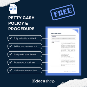 Petty Cash Policy Template image on dark blue background