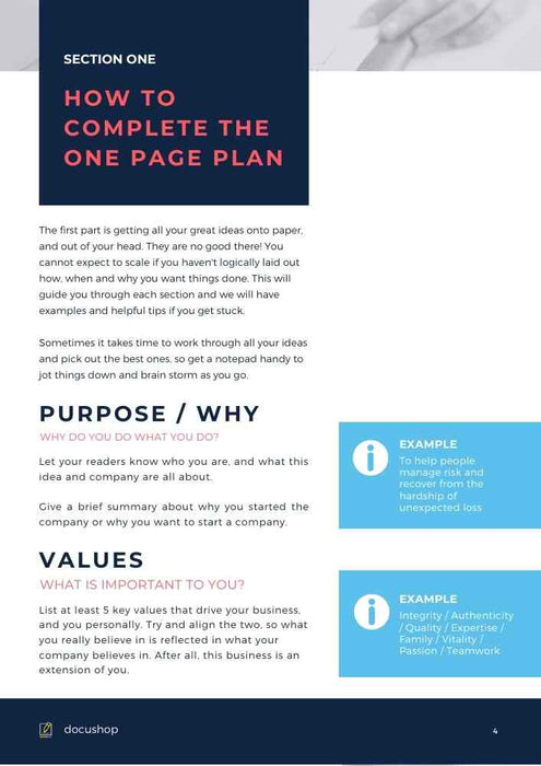 One Page Plan Template & Guide