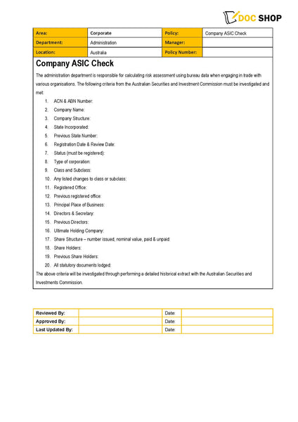 Australia Asic Company Name Check Accounts Receivable ASIC Check