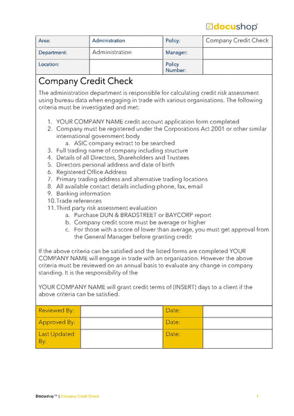 Company Credit Check Template