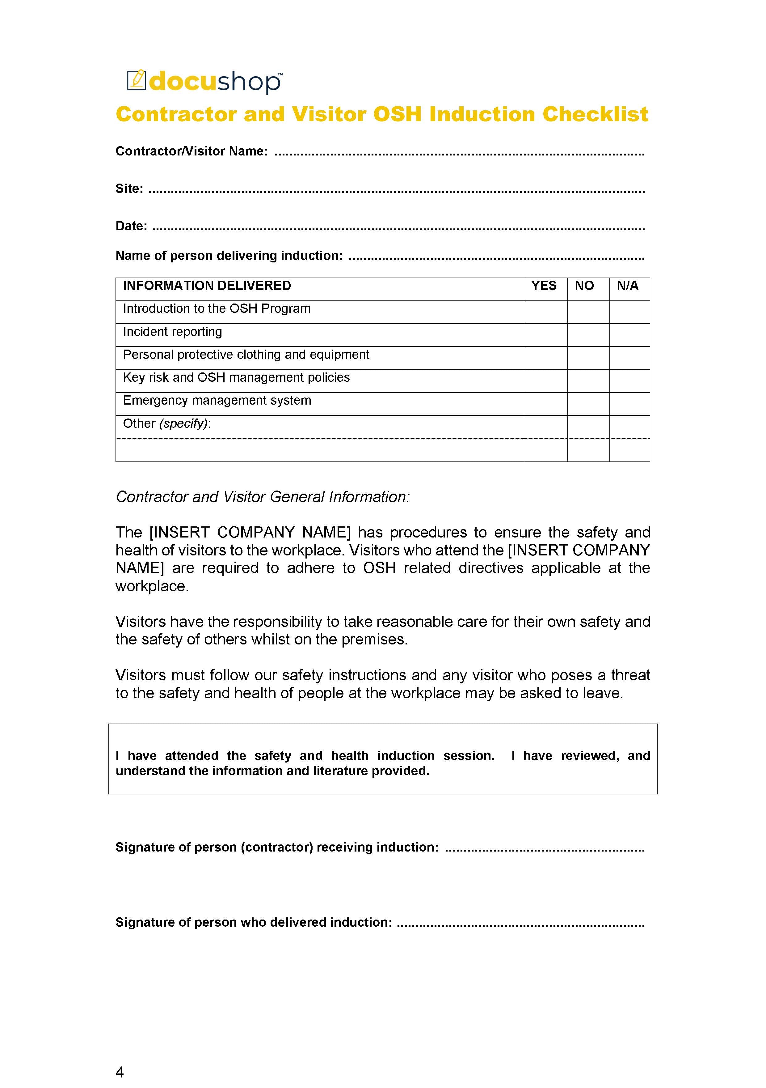 Complete Occupational Health & Safety Template & Guide Pack – docushop