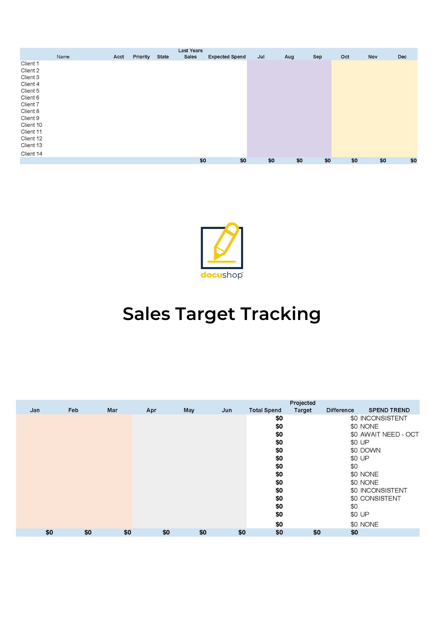 Sales Target Tracking Excel Template – docushop