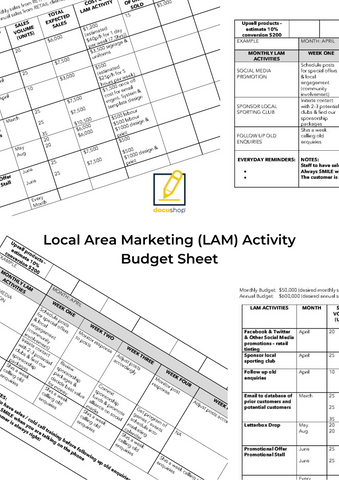 Local Area Marketing (LAM) Activity Budget Sheet Template