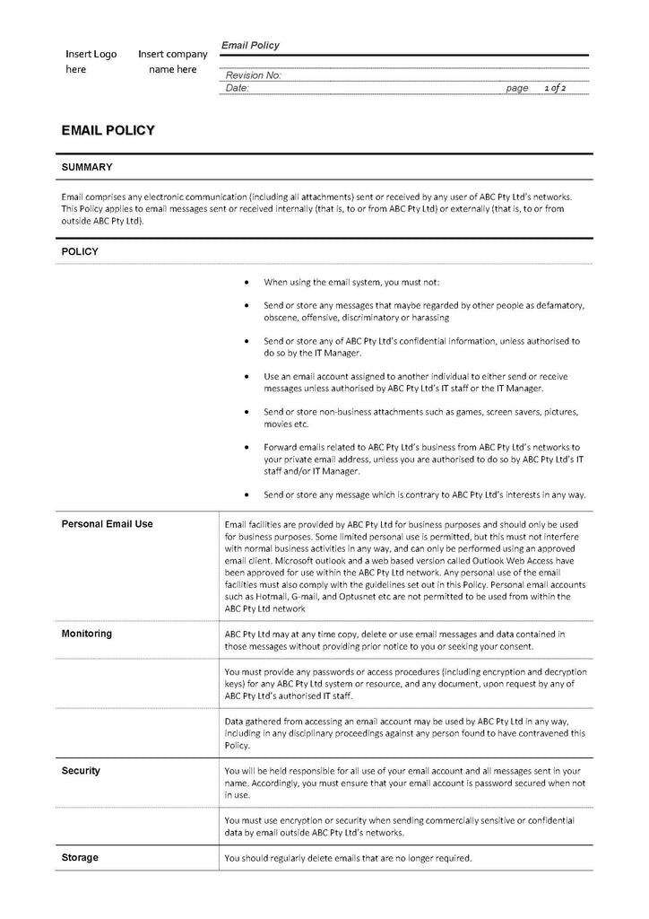 Email Policy – docushop