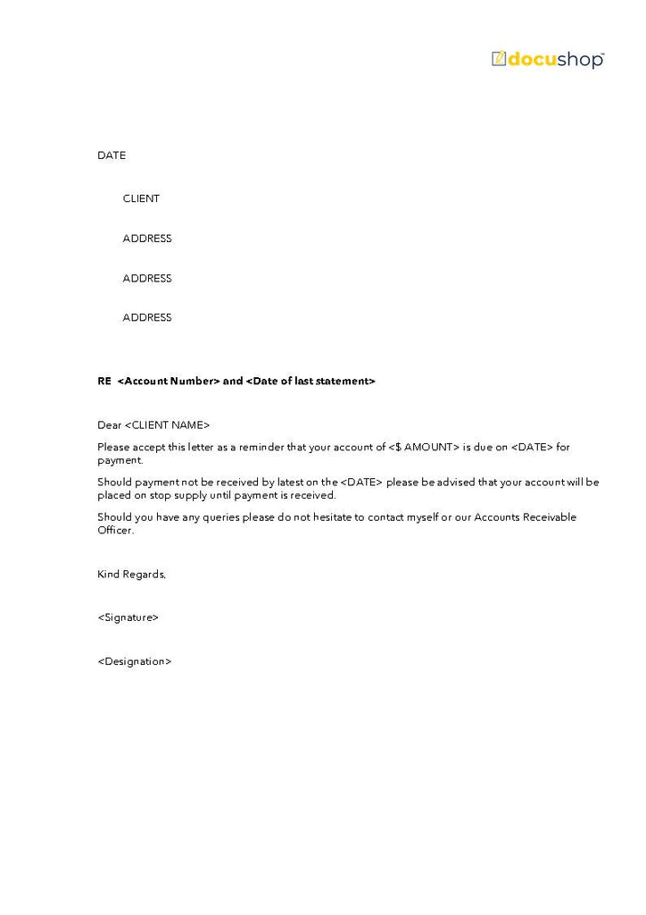 Account Overdue Message Account Overdue Reminder Letter – docushop
