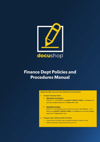 Finance Dept Policies & Procedures Manual