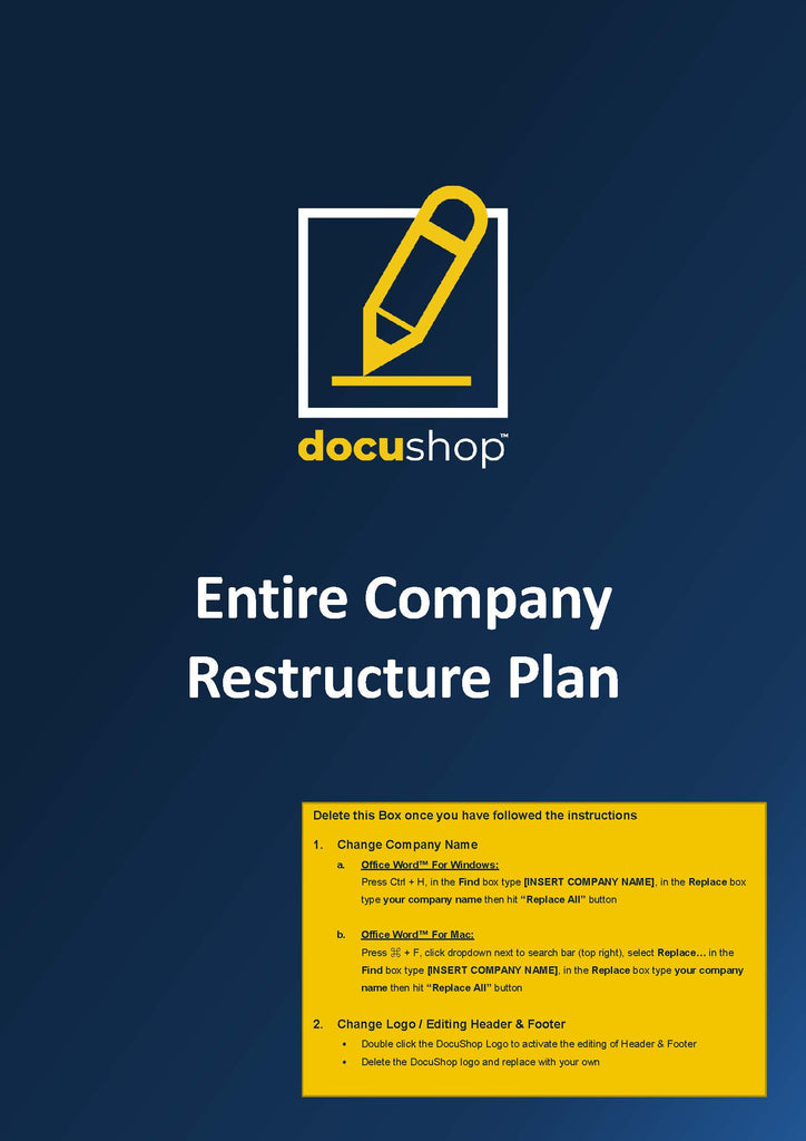 Entire Company Restructure Plan Template - Editable Word Document ...