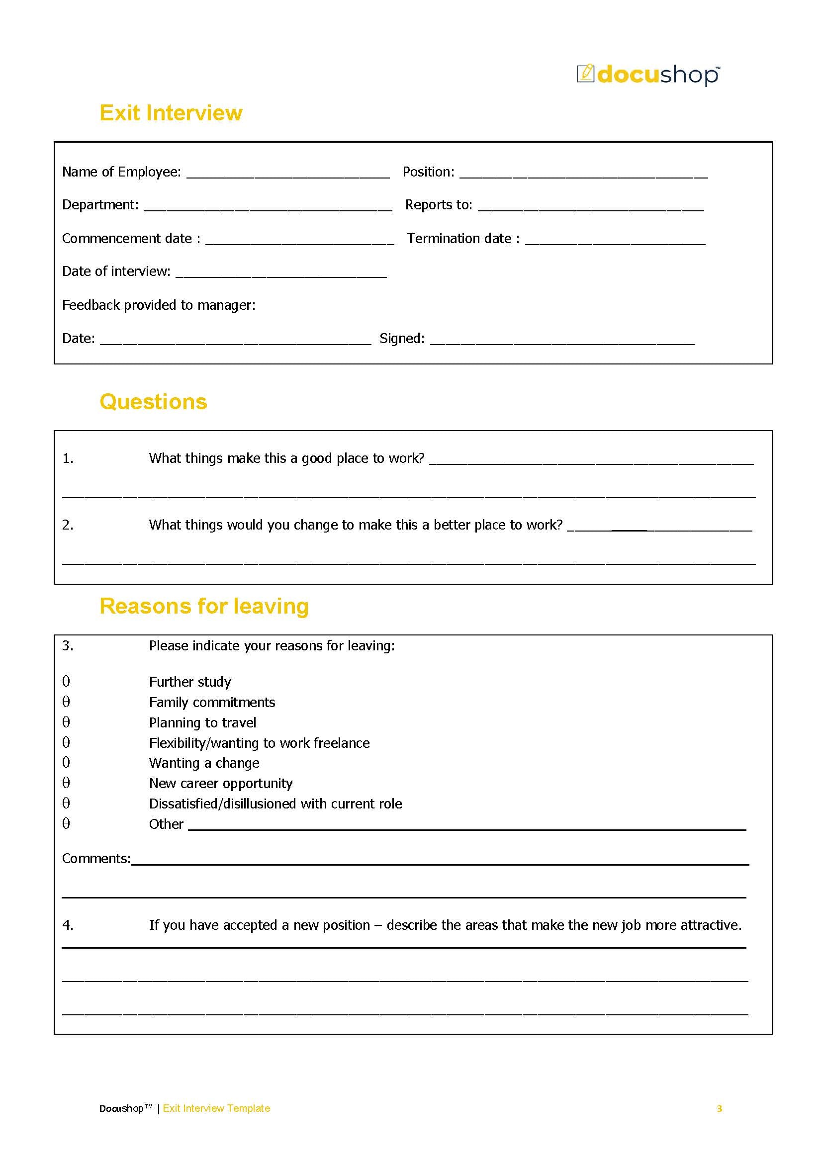 Exit Interview Template docushop Exit Interview Template docushop