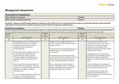Management Assessment Template