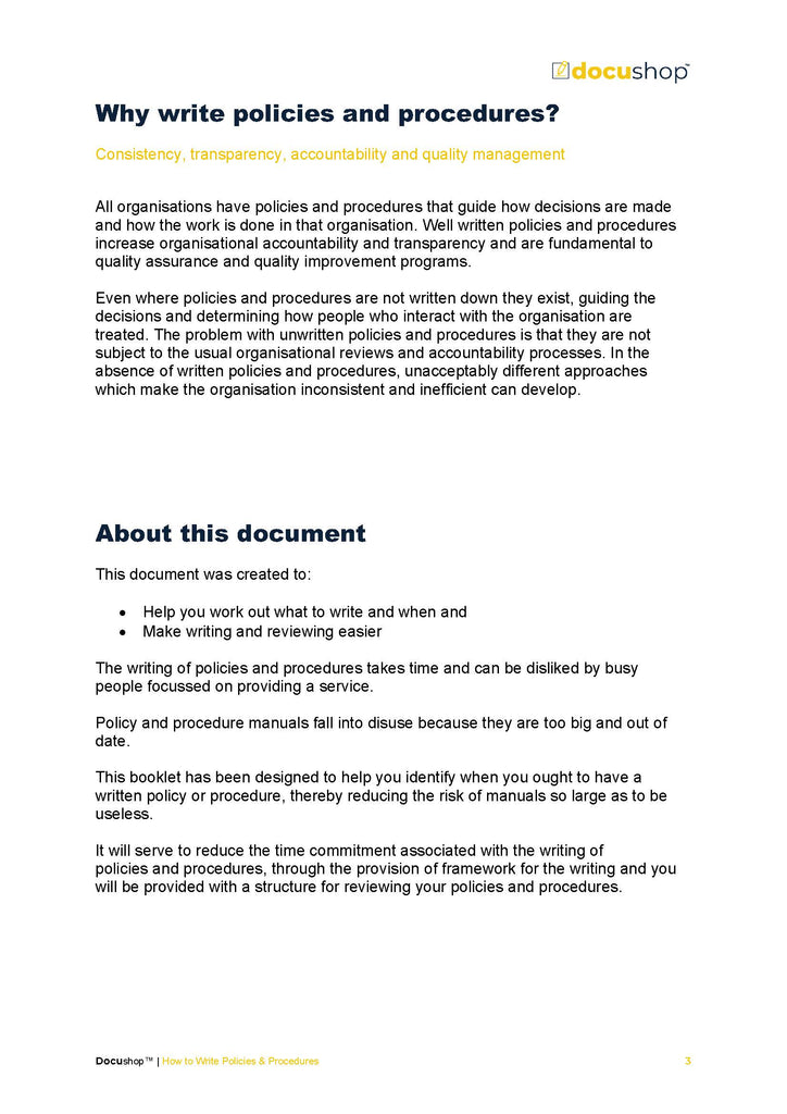 Policies and Procedures Writing Guide – docushop