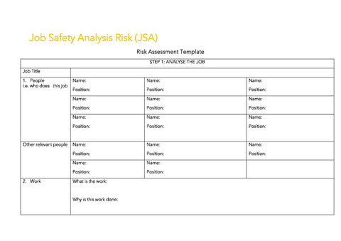 Job Safety Analysis Risk Template (JSA)
