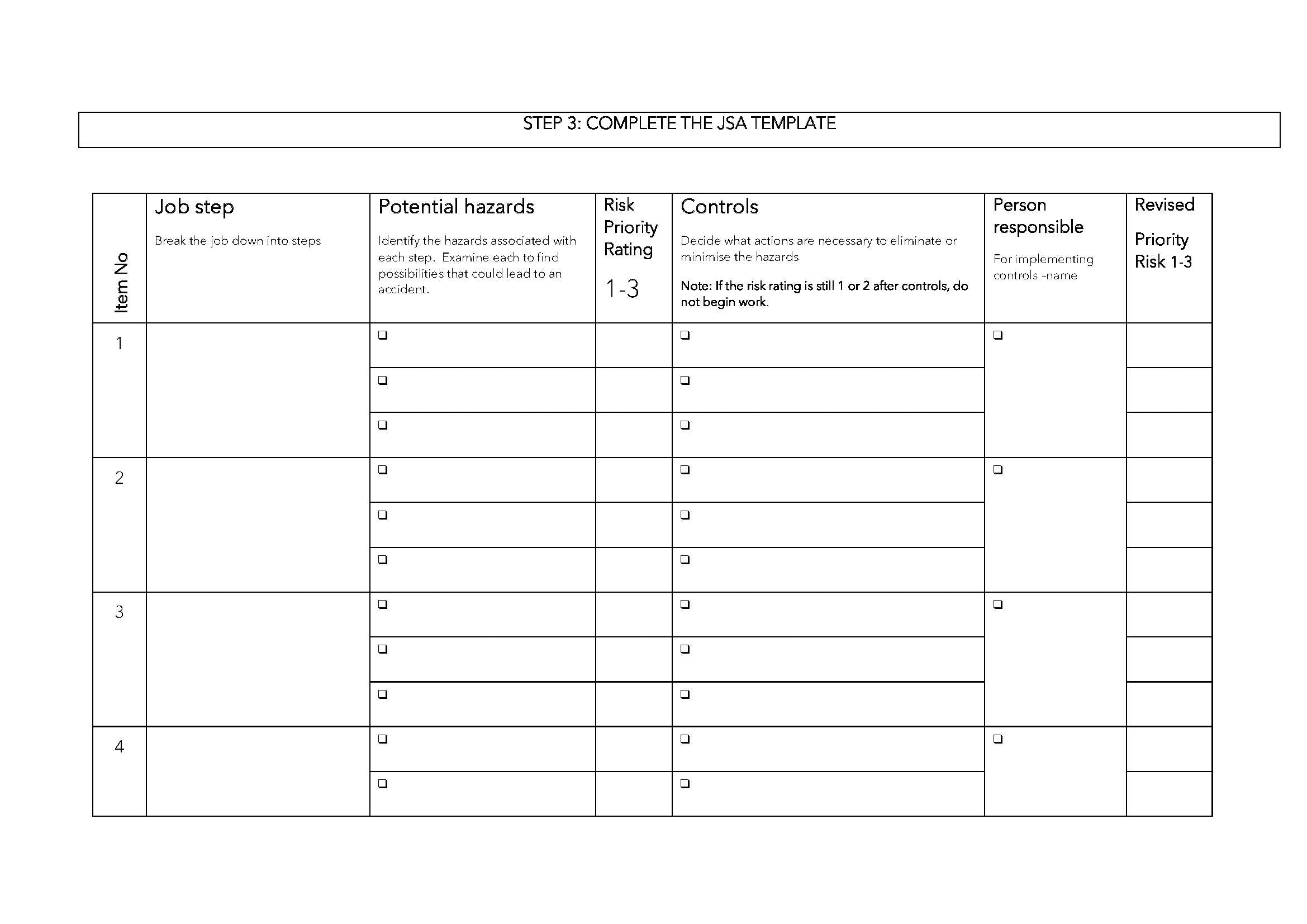 Jsa Risk Chart Job Safety Analysis Risk Template (JSA) – docushop