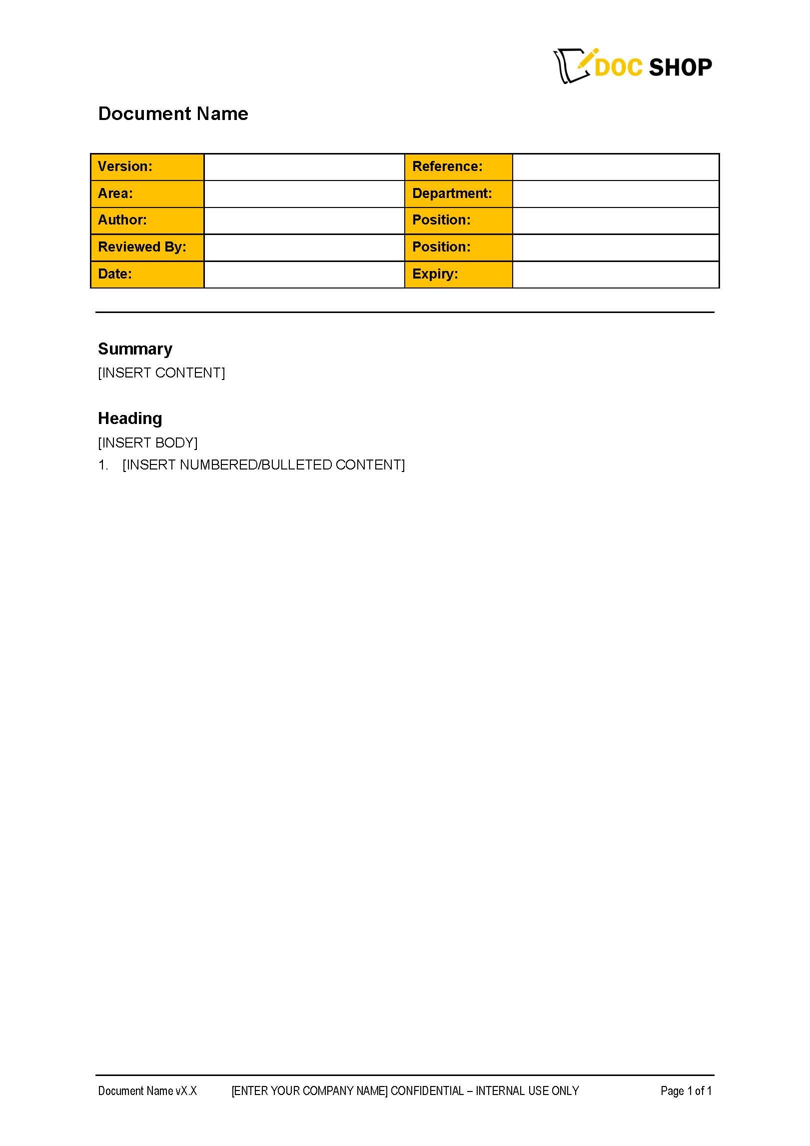 Procedure Documentation Template