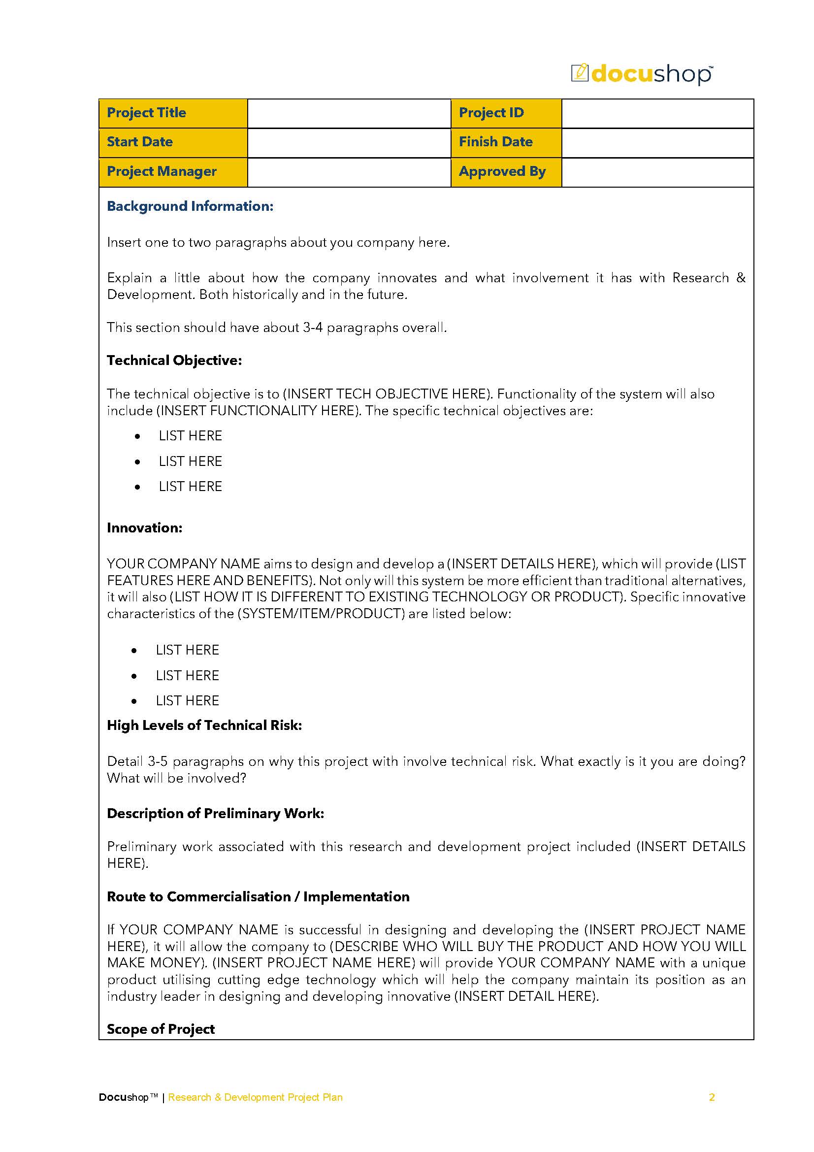 Research Project Plan Template 12+ Research Work Plan Templates In PDF