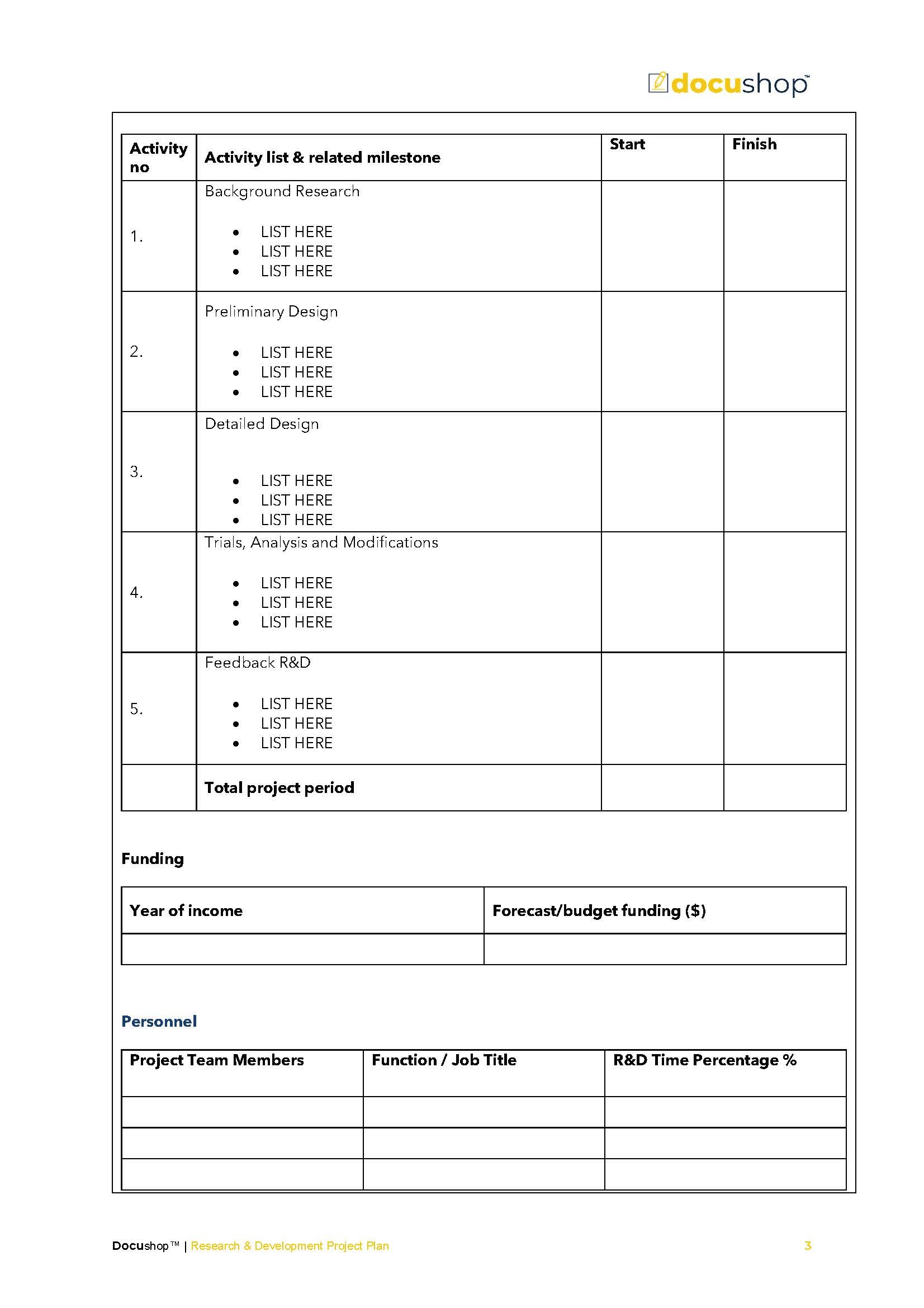 Research Project Plan Template