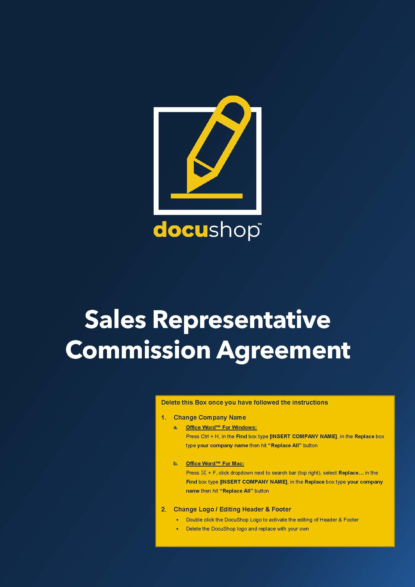 Sales Representative Commission Agreement Editable Template