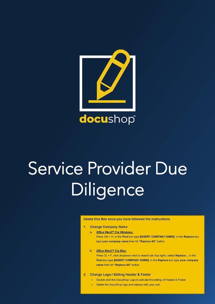Service Provider Due Diligence Template